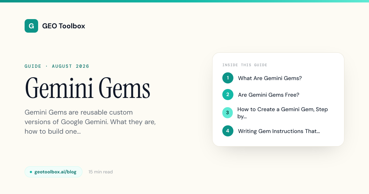 Gemini Gems: What They Are and How to Build One (2026) | GEO Toolbox