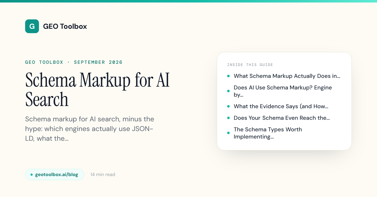 Schema Markup for AI Search: What It Does and Doesn't Do | GEO Toolbox